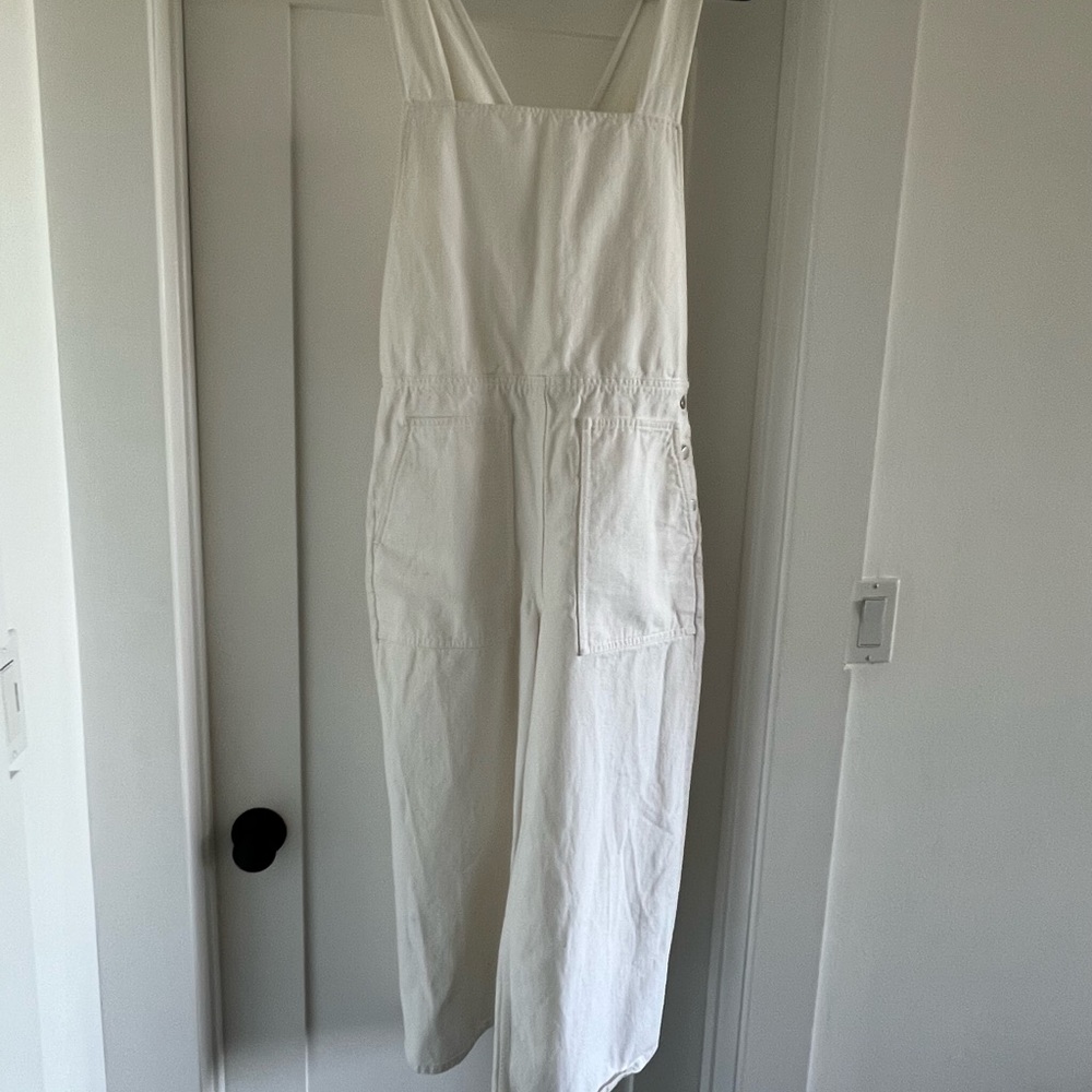 COS White Wide-Leg Cotton Overalls